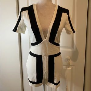 Lac Bleu Winter White & Black Romper